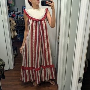 Vtg Liberty House Muumuu Hawaii Floral Striped Prairie Cottagecore Dress M